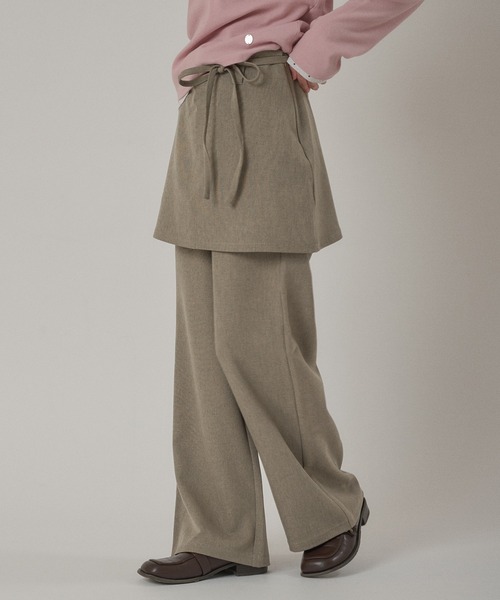 MUHET（ミュエータ）の「【set item】skirt & easy pants / レイヤードスカート＆イージーパンツセット（スラックス・レディース・ベージュ/ネイビー/チャコールグレー・SMALL/MEDIUM/LARGE）」の2枚目の写真