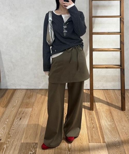 MUHET（ミュエータ）の「【set item】skirt & easy pants / レイヤードスカート＆イージーパンツセット（スラックス・レディース・ベージュ/ネイビー/チャコールグレー・SMALL/MEDIUM/LARGE）」の19枚目の写真
