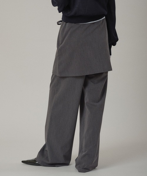 MUHET（ミュエータ）の「【set item】skirt & easy pants / レイヤードスカート＆イージーパンツセット（スラックス・レディース・ベージュ/ネイビー/チャコールグレー・SMALL/MEDIUM/LARGE）」の9枚目の写真