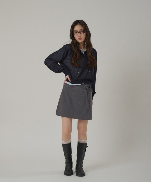 MUHET（ミュエータ）の「【set item】skirt & easy pants / レイヤードスカート＆イージーパンツセット（スラックス・レディース・ベージュ/ネイビー/チャコールグレー・SMALL/MEDIUM/LARGE）」の15枚目の写真