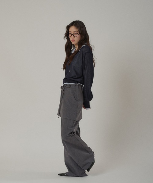 MUHET（ミュエータ）の「【set item】skirt & easy pants / レイヤードスカート＆イージーパンツセット（スラックス・レディース・ベージュ/ネイビー/チャコールグレー・SMALL/MEDIUM/LARGE）」の12枚目の写真