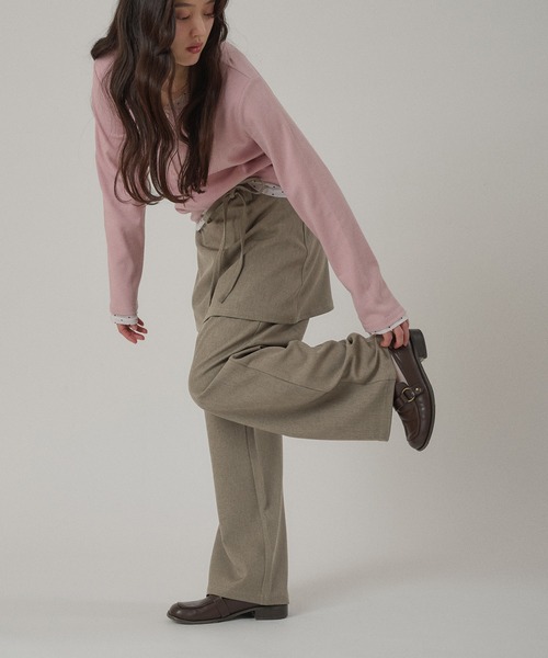 MUHET（ミュエータ）の「【set item】skirt & easy pants / レイヤードスカート＆イージーパンツセット（スラックス・レディース・ベージュ/ネイビー/チャコールグレー・SMALL/MEDIUM/LARGE）」の21枚目の写真