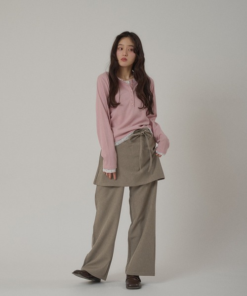 MUHET（ミュエータ）の「【set item】skirt & easy pants / レイヤードスカート＆イージーパンツセット（スラックス・レディース・ベージュ/ネイビー/チャコールグレー・SMALL/MEDIUM/LARGE）」の22枚目の写真