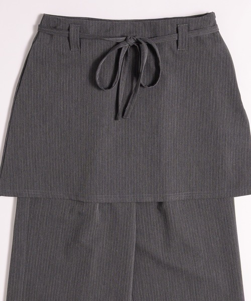 MUHET（ミュエータ）の「【set item】skirt & easy pants / レイヤードスカート＆イージーパンツセット（スラックス・レディース・ベージュ/ネイビー/チャコールグレー・SMALL/MEDIUM/LARGE）」の4枚目の写真