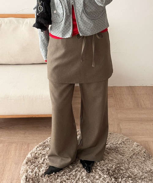 MUHET（ミュエータ）の「【set item】skirt & easy pants / レイヤードスカート＆イージーパンツセット（スラックス・レディース・ベージュ/ネイビー/チャコールグレー・SMALL/MEDIUM/LARGE）」の17枚目の写真