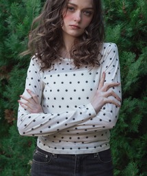 Mili affinity（ミリアフィニティー）の「ドット柄ロングシアーTシャツ（Tシャツ/カットソー）」