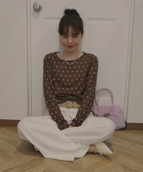 ドット柄ロングシアーTシャツ（Tシャツ/カットソー）｜Mili affinity