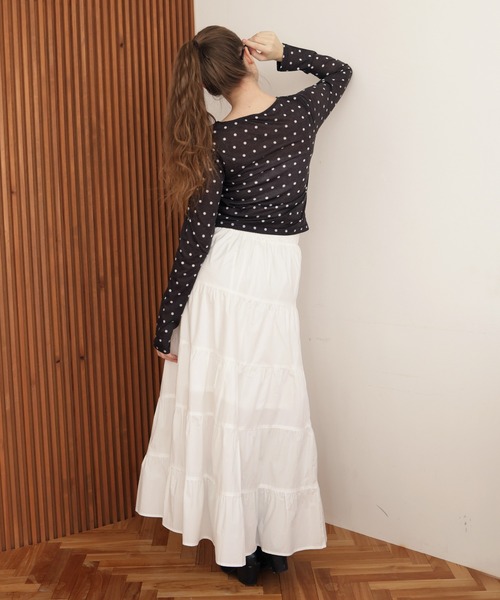 Mili affinity(ミリアフィニティー)の「ドット柄ロングシアーTシャツ(Tシャツ/カットソー・レディース・ホワイト系/ブラック系/グレー系・FREE)」の22枚目の写真