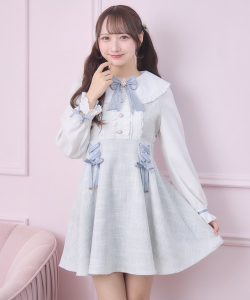 レースアップラメツイードワンピース（ワンピース）｜ROJITA（ロジータ