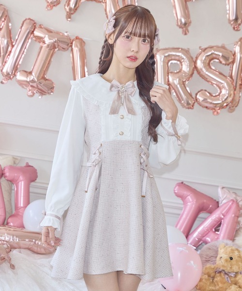 ROJITA(ロジータ)の「レースアップラメツイードワンピース(ワンピース・レディース・ブルー/ブラック/ピンク・FREE)」の19枚目の写真