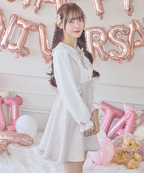 ROJITA(ロジータ)の「レースアップラメツイードワンピース(ワンピース・レディース・ブルー/ブラック/ピンク・FREE)」の20枚目の写真