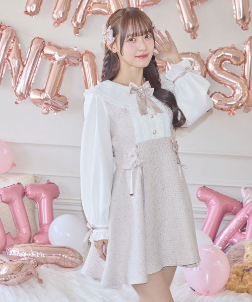 ROJITA(ロジータ)の「レースアップラメツイードワンピース(ワンピース・レディース・ブルー/ブラック/ピンク・FREE)」の21枚目の写真