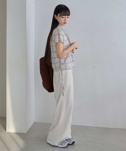 CHAN ME（チャンミ）の「サイドシャーリングデザインチェックシャツ（シャツ/ブラウス・レディース・ネイビー/ライトブルー・X-LARGE/LARGE/MEDIUM）」の16枚目の写真