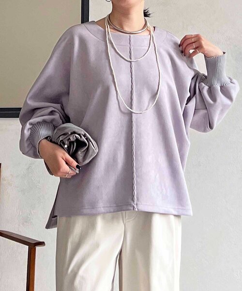 un dix cors（アンディコール）の「スエードドルマンプルオーバー（Tシャツ/カットソー・レディース・ブラック/グレイッシュベージュ/オフホワイト/バイオレット/グレー・FREE）」の5枚目の写真