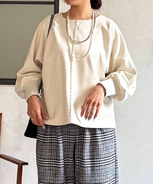 un dix cors（アンディコール）の「スエードドルマンプルオーバー（Tシャツ/カットソー・レディース・ブラック/グレイッシュベージュ/オフホワイト/バイオレット/グレー・FREE）」の9枚目の写真