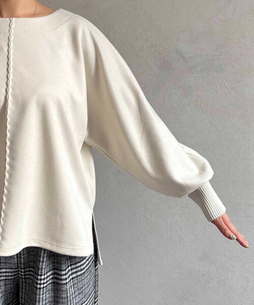 un dix cors（アンディコール）の「スエードドルマンプルオーバー（Tシャツ/カットソー・レディース・ブラック/グレイッシュベージュ/オフホワイト/バイオレット/グレー・FREE）」の16枚目の写真