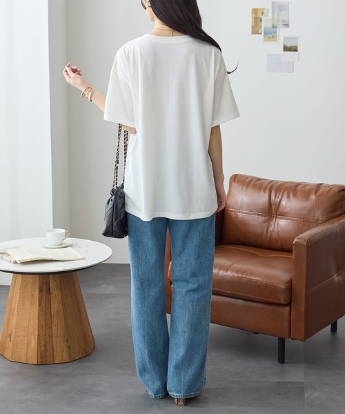 ReDial（リダイアル）の「箔プリントTシャツ（Tシャツ/カットソー・レディース・ホワイト/チャコールグレー・M/L/LL/3L）」の9枚目の写真