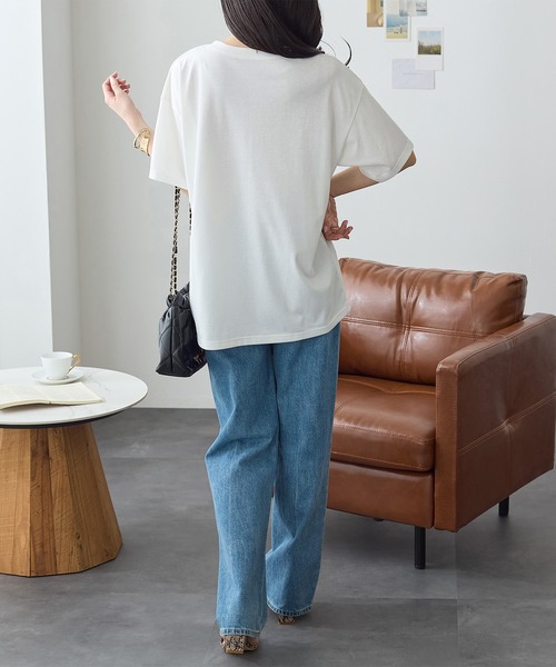 ReDial（リダイアル）の「箔プリントTシャツ（Tシャツ/カットソー・レディース・ホワイト/チャコールグレー・M/L/LL/3L）」の11枚目の写真