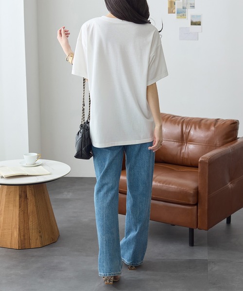 ReDial（リダイアル）の「箔プリントTシャツ（Tシャツ/カットソー・レディース・ホワイト/チャコールグレー・M/L/LL/3L）」の12枚目の写真