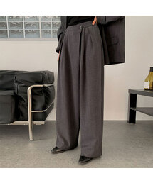 Inverted Pleats Wide Half Banding Slacks (2colors)