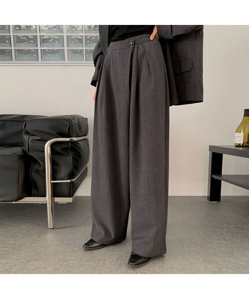 VASCARA(バスカラ)の「Inverted Pleats Wide Half Banding Slacks (2colors)(スラックス・レディース・キャメル/チャコール・FREE)」の1枚目の写真