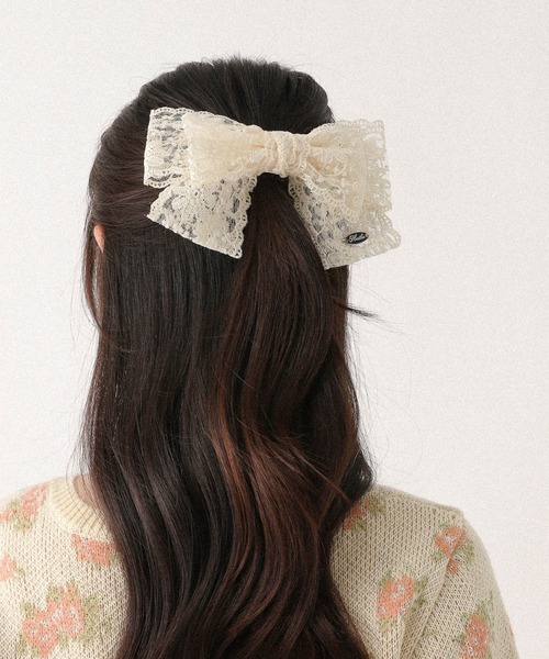 Heather（ヘザー）の「レースリボンバレッタ　659920（バレッタ/ヘアクリップ・レディース・ブラック/アイボリー・ONE SIZE）」の4枚目の写真