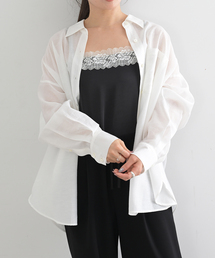 リネンコンエアリーローンオーバーシャツ