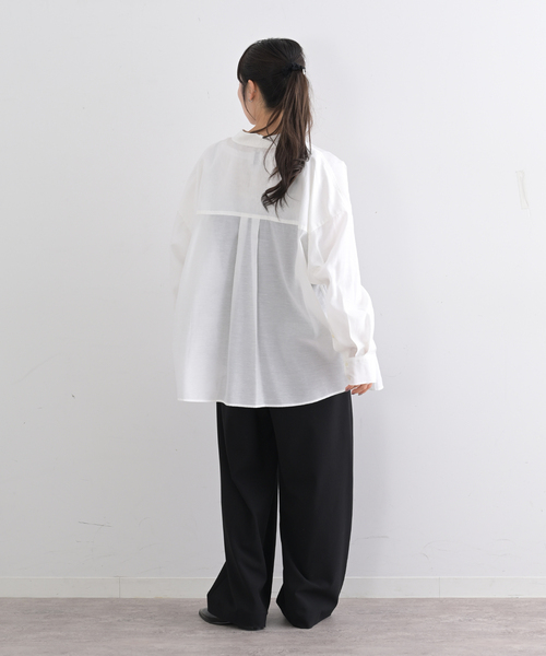 U by SPICK&SPAN（ユーバイスピックアンドスパン）の「リネンコンエアリーローンオーバーシャツ（シャツ/ブラウス・レディース・ホワイト/ピンク系その他/サックスブルー/ベージュ・FREE）」の11枚目の写真