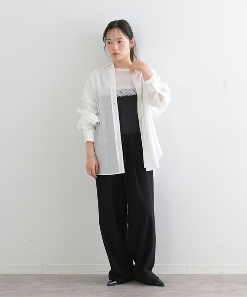 U by SPICK&SPAN（ユーバイスピックアンドスパン）の「リネンコンエアリーローンオーバーシャツ（シャツ/ブラウス・レディース・ホワイト/ピンク系その他/サックスブルー/ベージュ・FREE）」の13枚目の写真