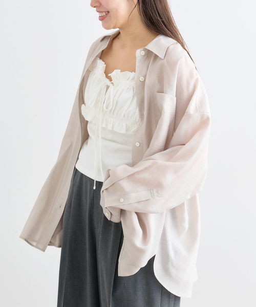 U by SPICK&SPAN（ユーバイスピックアンドスパン）の「リネンコンエアリーローンオーバーシャツ（シャツ/ブラウス・レディース・ホワイト/ピンク系その他/サックスブルー/ベージュ・FREE）」の14枚目の写真