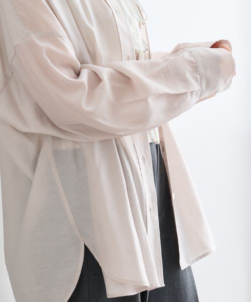 U by SPICK&SPAN（ユーバイスピックアンドスパン）の「リネンコンエアリーローンオーバーシャツ（シャツ/ブラウス・レディース・ホワイト/ピンク系その他/サックスブルー/ベージュ・FREE）」の21枚目の写真