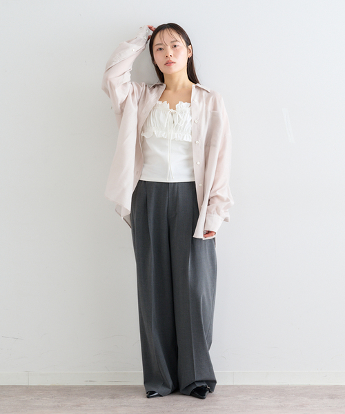 U by SPICK&SPAN（ユーバイスピックアンドスパン）の「リネンコンエアリーローンオーバーシャツ（シャツ/ブラウス・レディース・ホワイト/ピンク系その他/サックスブルー/ベージュ・FREE）」の22枚目の写真