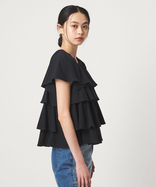 EMMEL REFINES(エメルリファインズ)の「<EMMEL REFINES>EM ティアードフリル カットソー トップス(Tシャツ/カットソー・レディース・ブラック/ホワイト/ライム・FREE)」の4枚目の写真