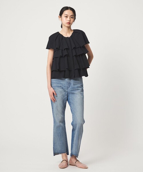 EMMEL REFINES(エメルリファインズ)の「<EMMEL REFINES>EM ティアードフリル カットソー トップス(Tシャツ/カットソー・レディース・ブラック/ホワイト/ライム・FREE)」の6枚目の写真
