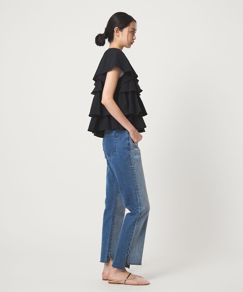 EMMEL REFINES(エメルリファインズ)の「<EMMEL REFINES>EM ティアードフリル カットソー トップス(Tシャツ/カットソー・レディース・ブラック/ホワイト/ライム・FREE)」の9枚目の写真