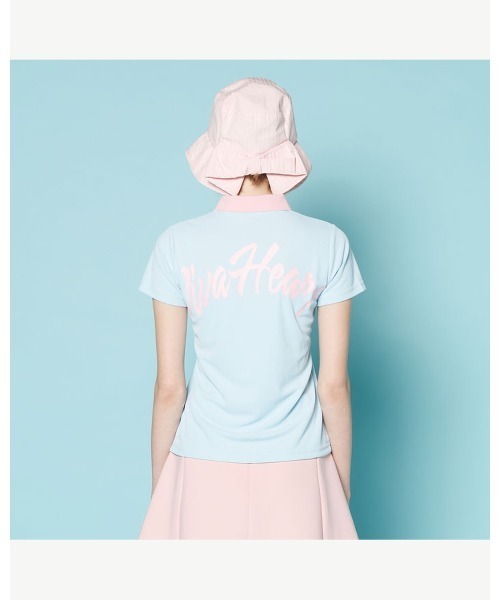 VIVA HEART(ビバハート)の「【VIVA HEART/GOLF】 バックプリントポロシャツ(ポロシャツ・レディース・ネイビー/ホワイト/ブルー・38/40/42)」の8枚目の写真