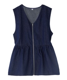 BELLUNA PLUS（ベルーナ）の「デニム素材ジッパー使いペプラムベスト（ベスト）」