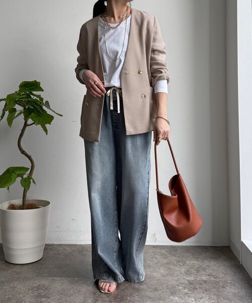 DouDou(ドゥドゥ)の「ロングロンTEE(Tシャツ/カットソー・レディース・オフホワイト/ネイビー/ベージュ/グレー・FREE)」の10枚目の写真