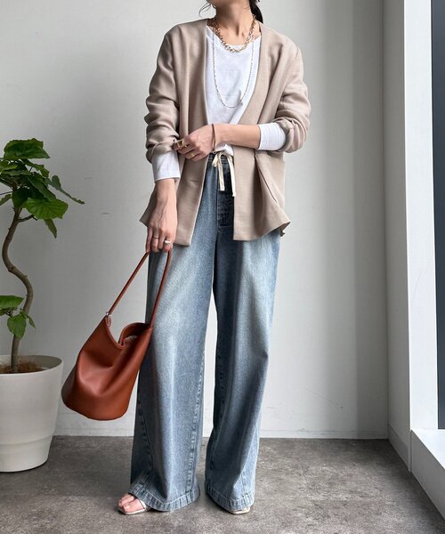 DouDou(ドゥドゥ)の「ロングロンTEE(Tシャツ/カットソー・レディース・オフホワイト/ネイビー/ベージュ/グレー・FREE)」の11枚目の写真