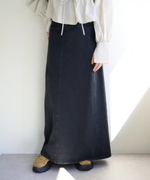 【2サイズ展開/低身長サイズ】ポーチデニムロングスカート