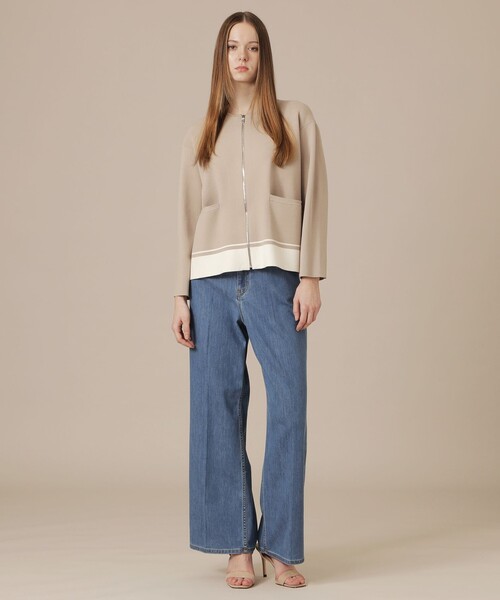 MACKINTOSH LONDON(マッキントッシュ ロンドン)の「ミラノリブボーダージャケット(ノーカラージャケット・レディース・ブラック/ベージュ・38)」の6枚目の写真