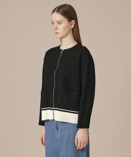 MACKINTOSH LONDON(マッキントッシュ ロンドン)の「ミラノリブボーダージャケット(ノーカラージャケット・レディース・ブラック/ベージュ・38)」の8枚目の写真