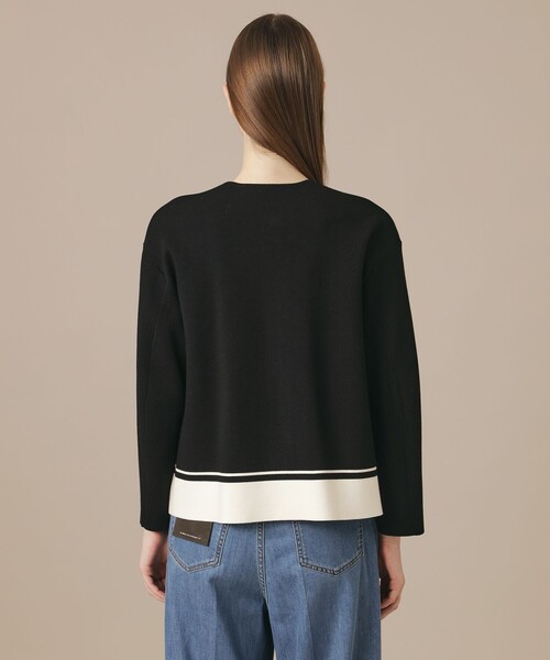MACKINTOSH LONDON(マッキントッシュ ロンドン)の「ミラノリブボーダージャケット(ノーカラージャケット・レディース・ブラック/ベージュ・38)」の9枚目の写真