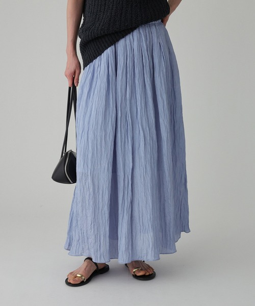 BABYLONE（バビロン）の「楊柳タックフレアスカート（スカート・レディース・シルバー/サックスブルー/ブラック・フリー）」の3枚目の写真