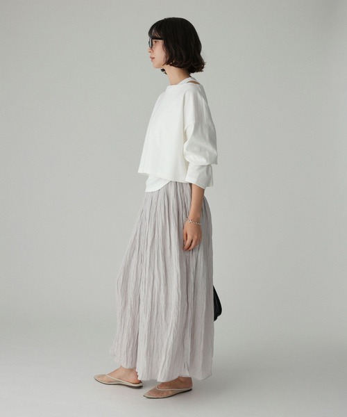 BABYLONE（バビロン）の「楊柳タックフレアスカート（スカート・レディース・シルバー/サックスブルー/ブラック・フリー）」の15枚目の写真