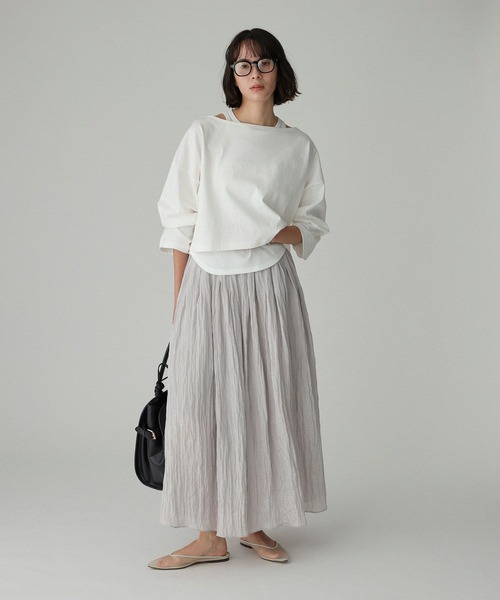 BABYLONE（バビロン）の「楊柳タックフレアスカート（スカート・レディース・シルバー/サックスブルー/ブラック・フリー）」の14枚目の写真