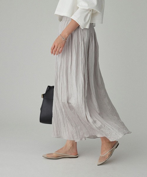 BABYLONE（バビロン）の「楊柳タックフレアスカート（スカート・レディース・シルバー/サックスブルー/ブラック・フリー）」の12枚目の写真