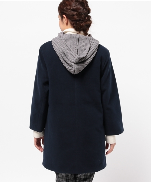 Kastane（カスタネ）の「薔薇裏地ニットフードCT（その他アウター・レディース・キャメル/ネイビー・FREE）」の5枚目の写真