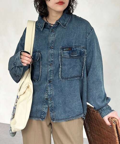 CPCM(シーピーシーエム)の「リヨセルデニムシャツ(シャツ/ブラウス・レディース・ブルー/ネイビー/インディゴブルー/ブルー系その他・MEDIUM/LARGE)」の20枚目の写真