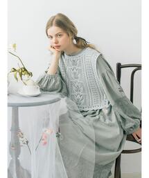 TSUHARU by Samansa Mos2 | 麻綿透かし柄前後着ニットベスト(ベスト)